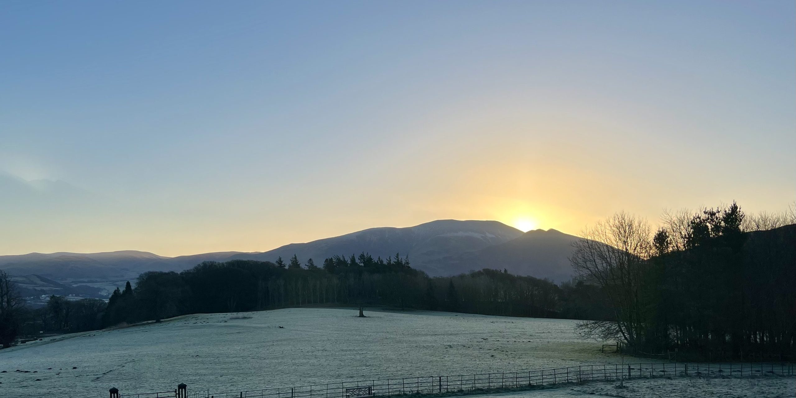 Sunrise over Skiddaw - the view from Higham Hall in early Spring
